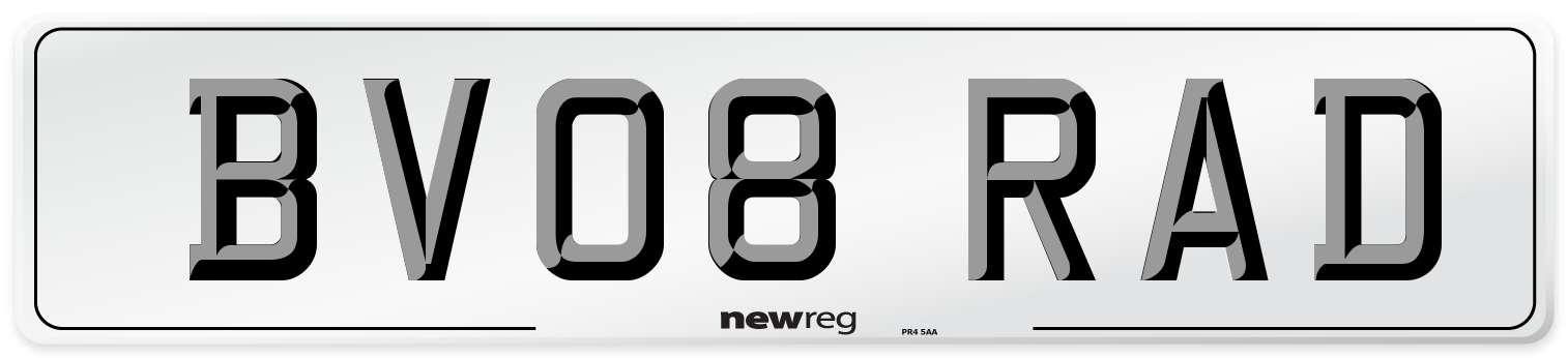 BV08 RAD Number Plate from New Reg